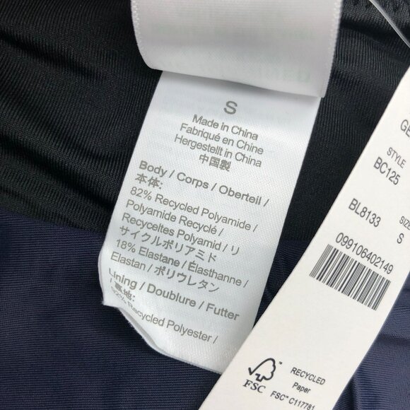 J Crew Curved-Waist Cheeky Bikini Bottom Mid-Rise High-Cut Leg Navy Blue S - Picture 4 of 4